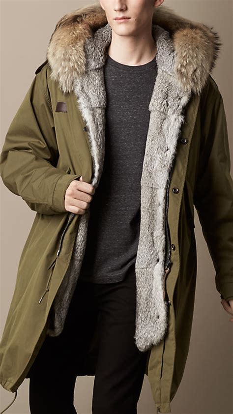 burberry showerproof parka with fur lined warmer|burberry check wool coats.